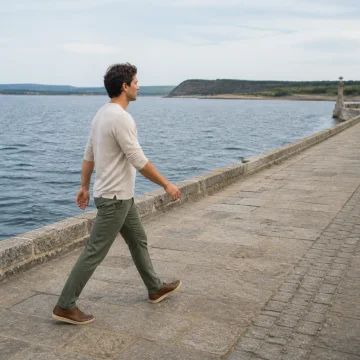 walking along